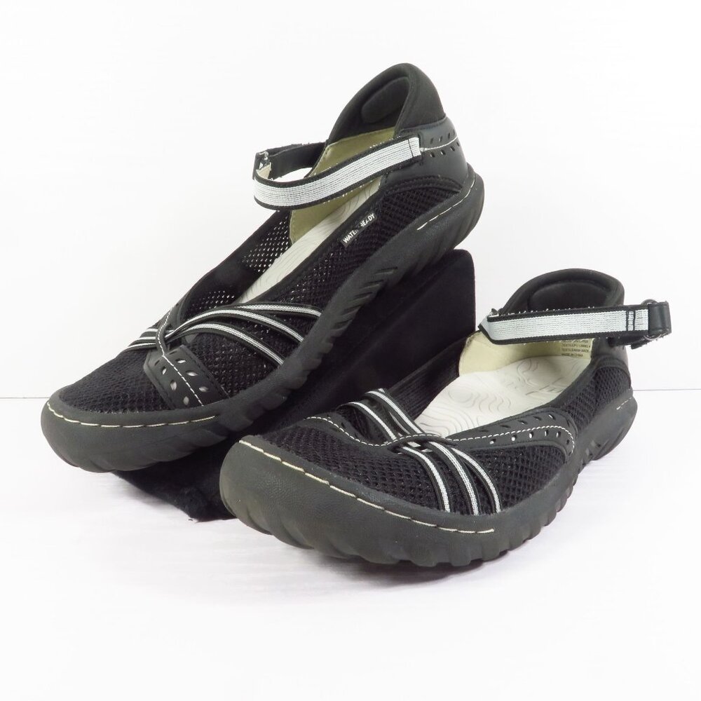 JBU Maya Women's Sz 9.5 Comfort Casual Adjustable Shoe Black Water Ready Slip On
